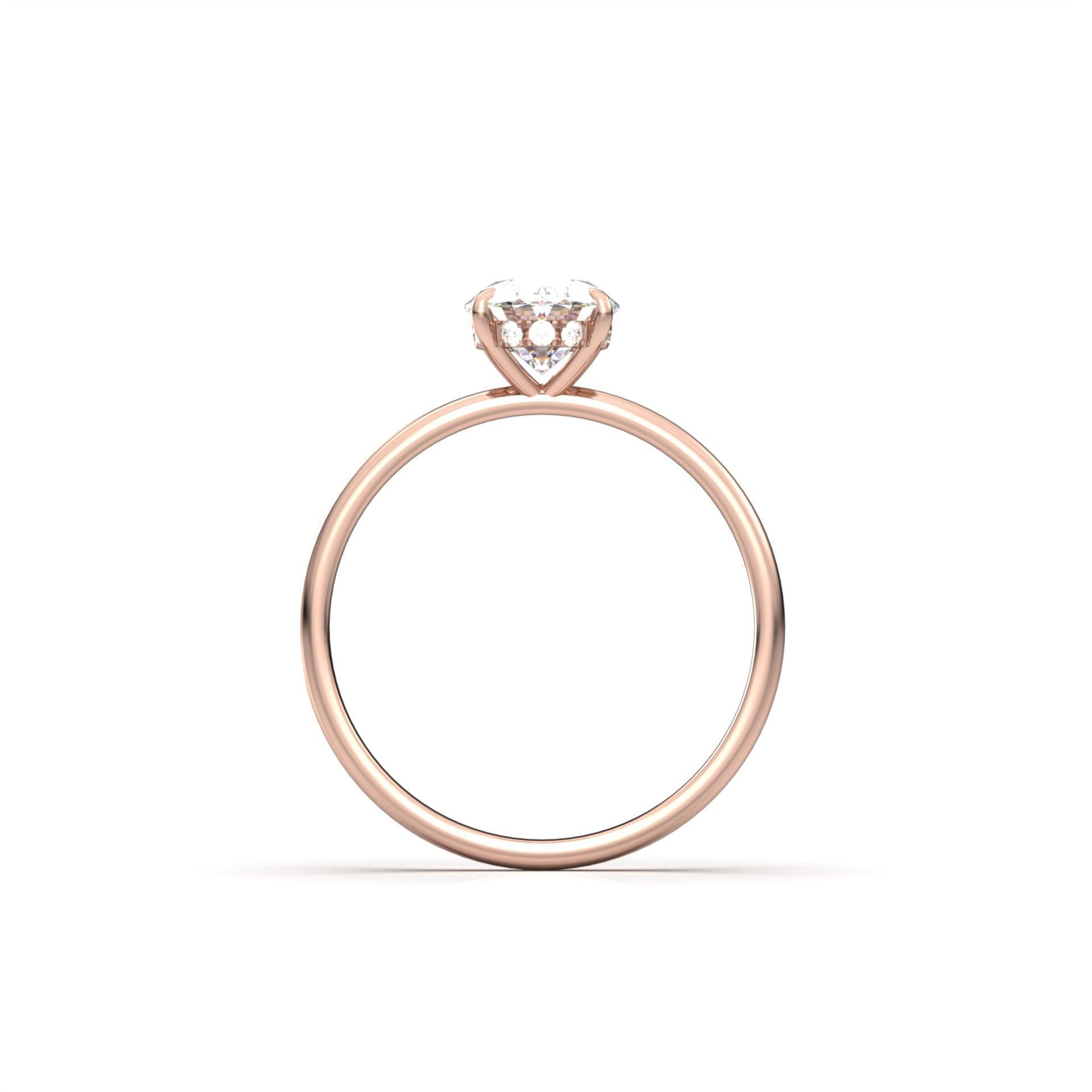 Oval Hidden Halo Diamond Engagement Ring - Moissanite Engagement Rings