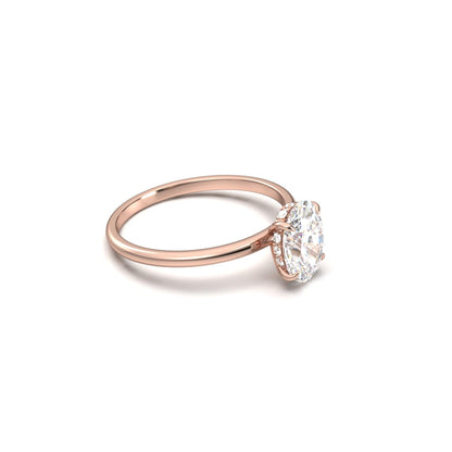 Oval Hidden Halo Diamond Engagement Ring - Moissanite Engagement Rings