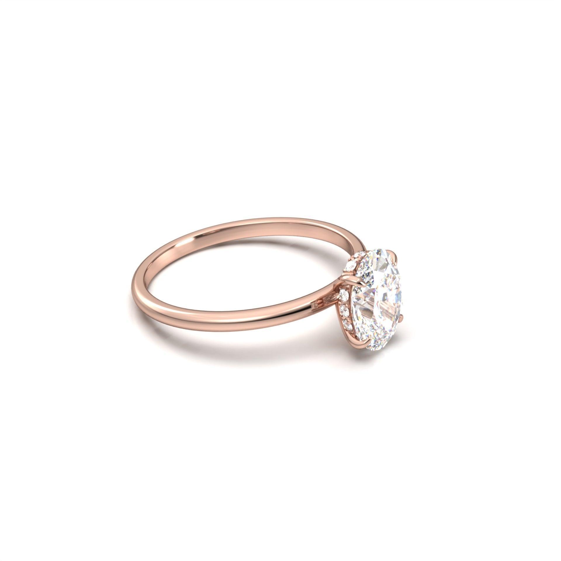 Oval Hidden Halo Diamond Engagement Ring - Moissanite Engagement Rings