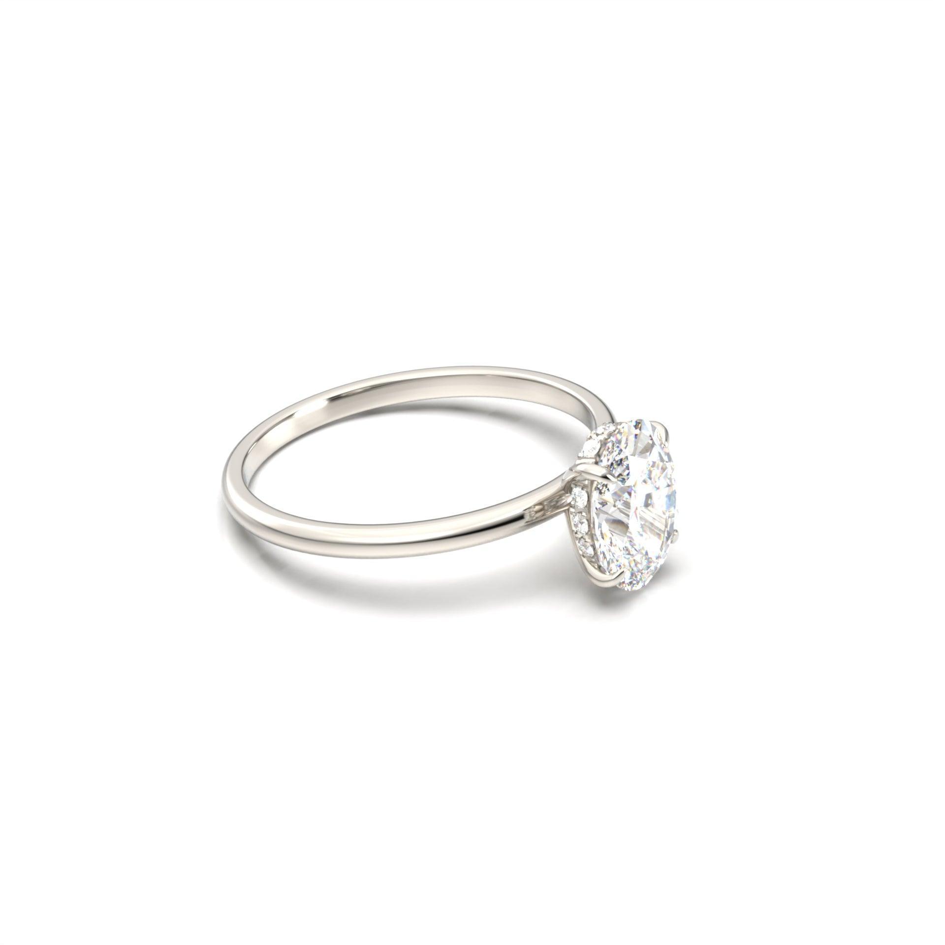 Oval Hidden Halo Diamond Engagement Ring - Moissanite Engagement Rings