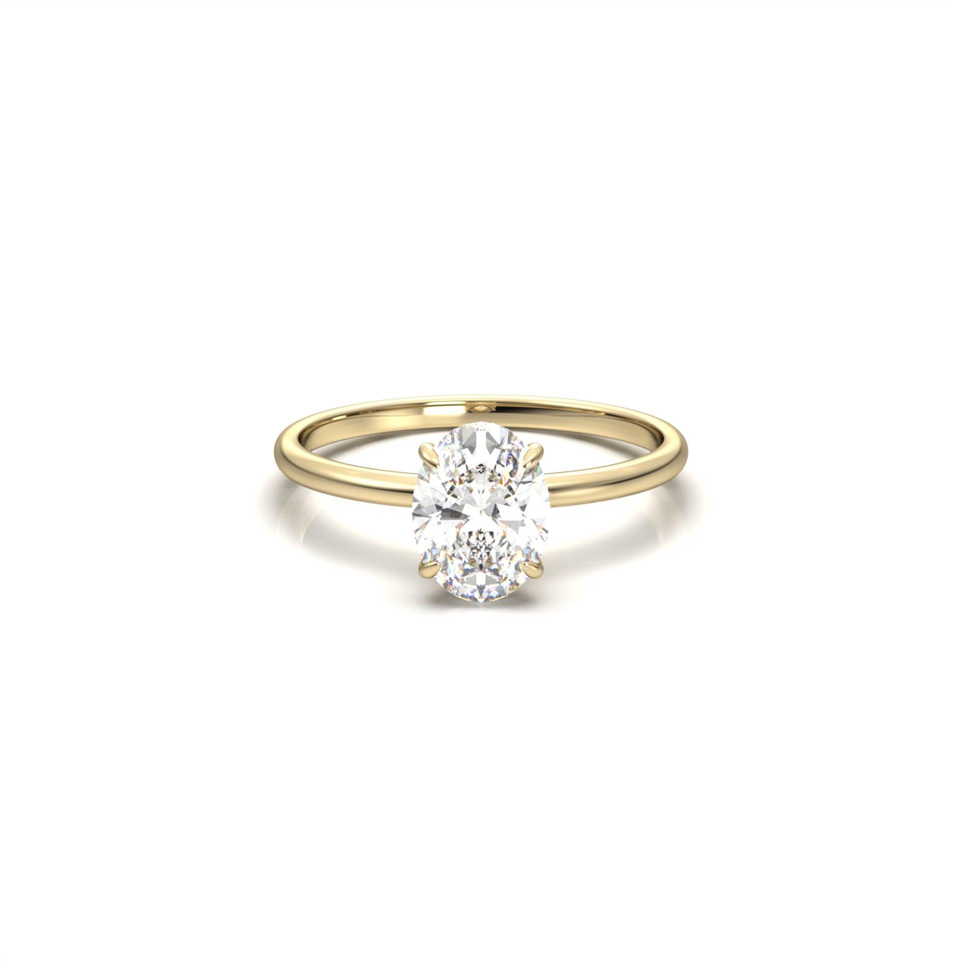 Oval Hidden Halo Diamond Engagement Ring - Moissanite Engagement Rings