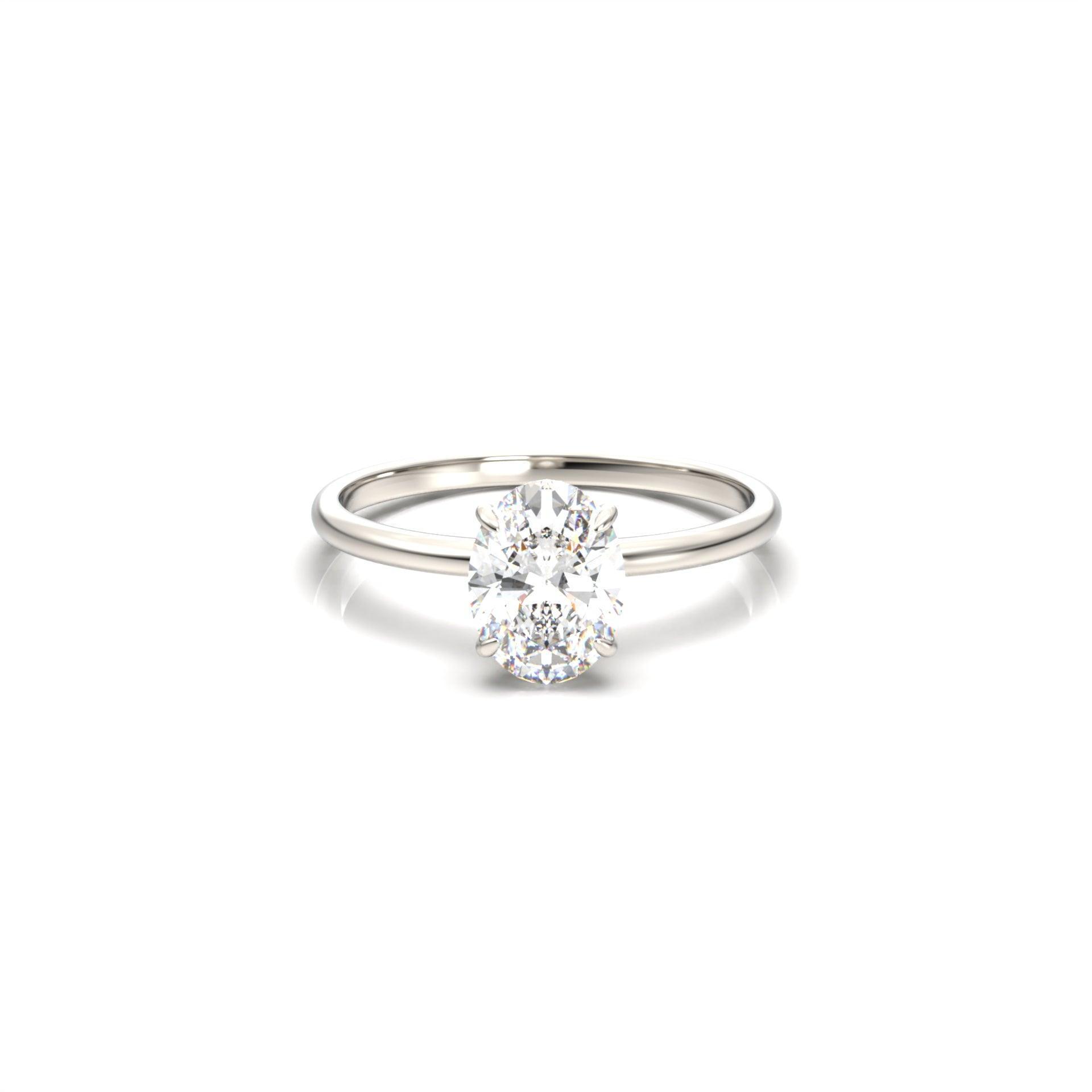 Oval Hidden Halo Diamond Engagement Ring - Moissanite Engagement Rings