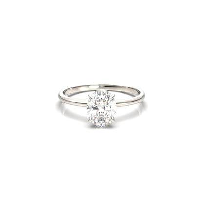 Oval Hidden Halo Diamond Engagement Ring - Moissanite Engagement Rings