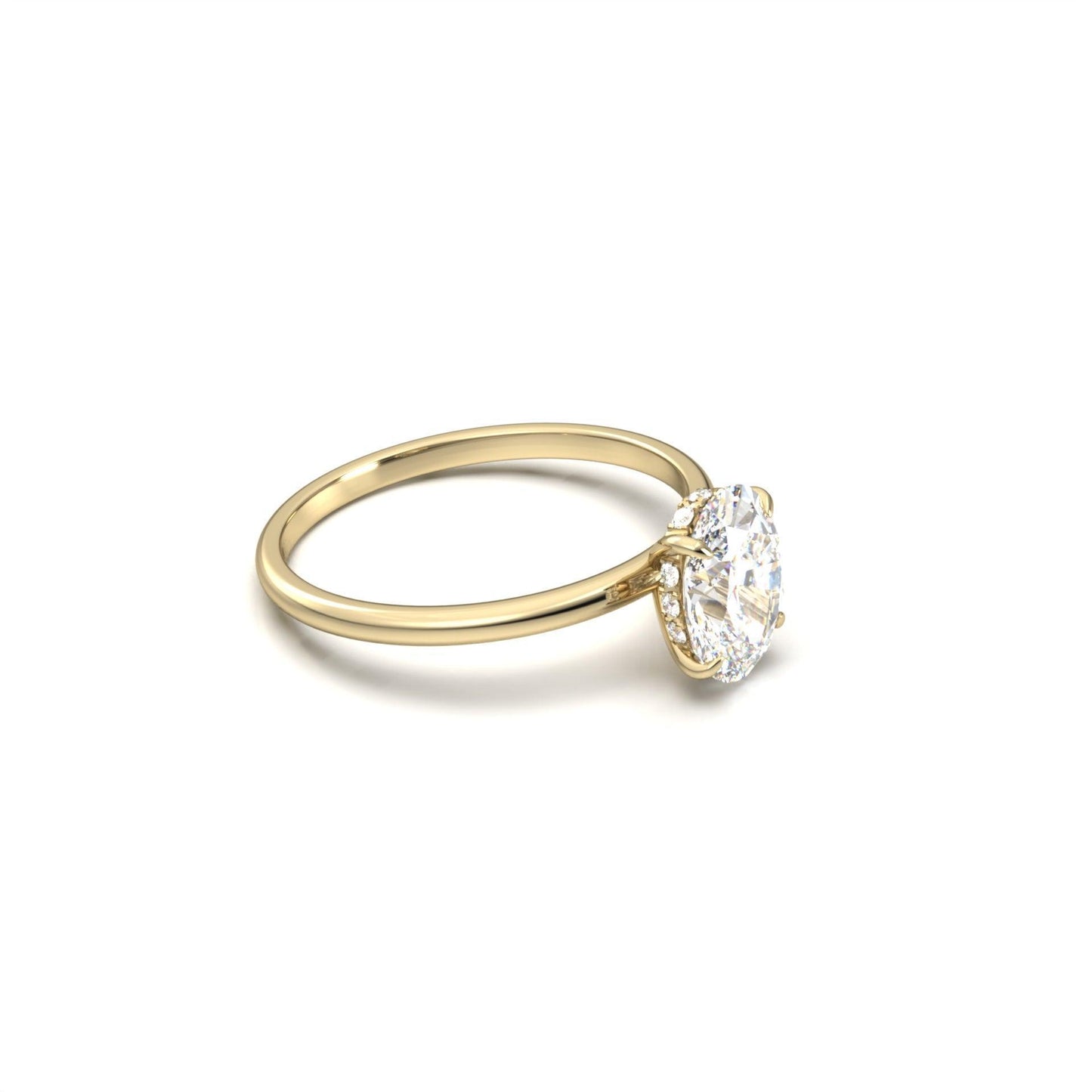 Oval Hidden Halo Diamond Engagement Ring - Moissanite Engagement Rings