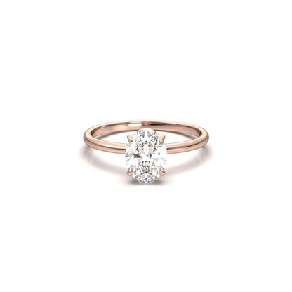 Oval Hidden Halo Diamond Engagement Ring - Moissanite Engagement Rings