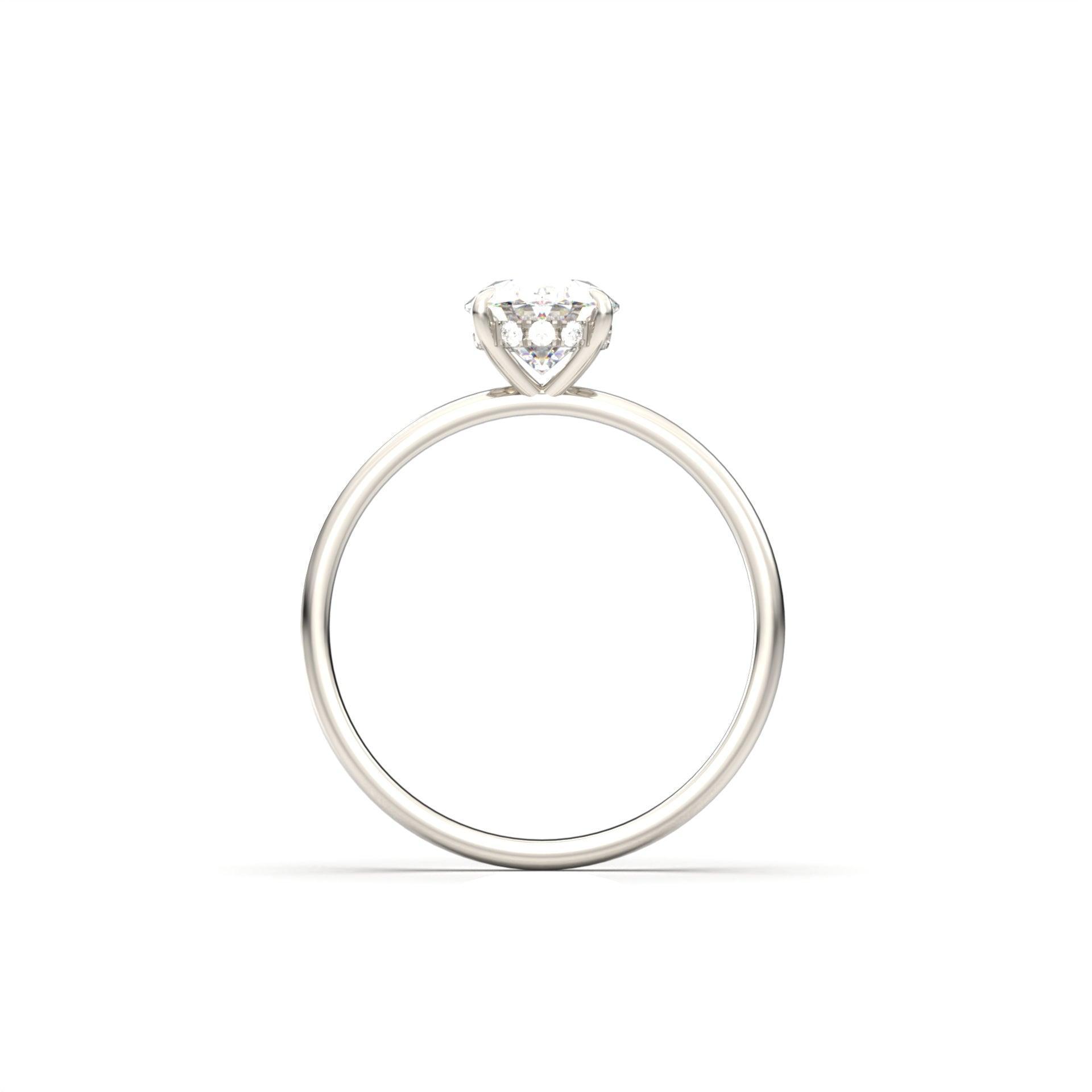 Oval Hidden Halo Diamond Engagement Ring - Moissanite Engagement Rings