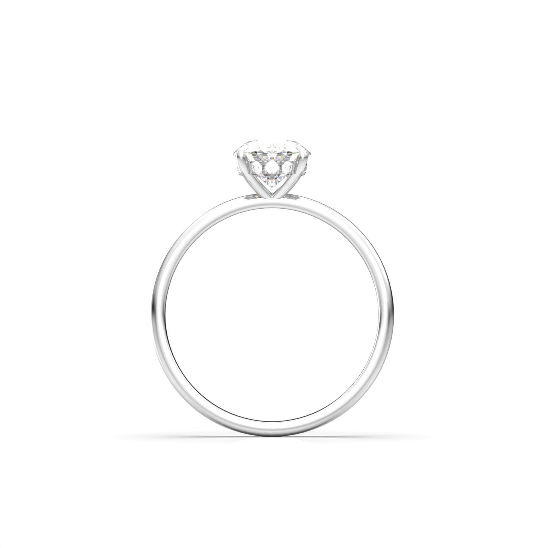 Oval Hidden Halo Diamond Engagement Ring - Moissanite Engagement Rings