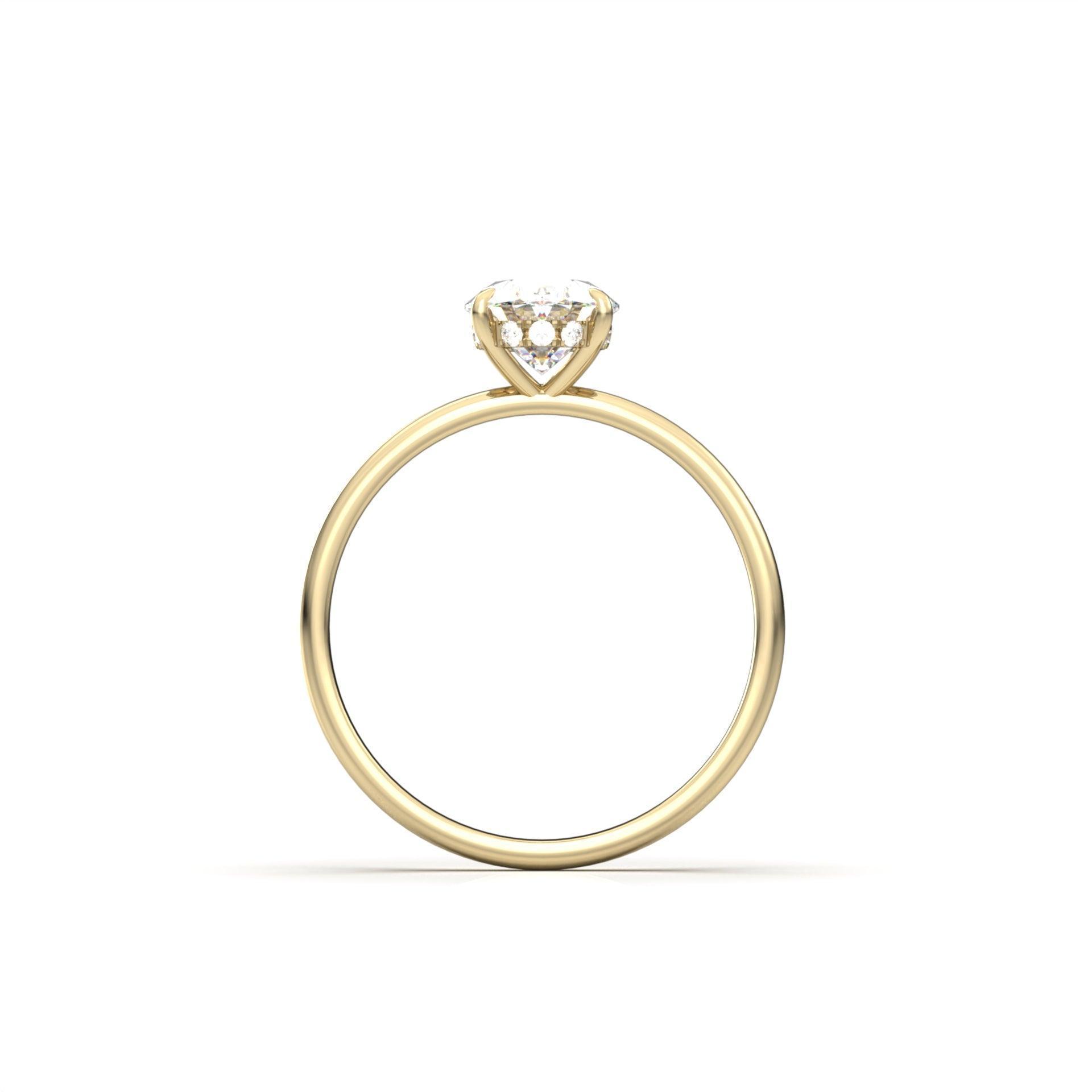 Oval Hidden Halo Diamond Engagement Ring - Moissanite Engagement Rings