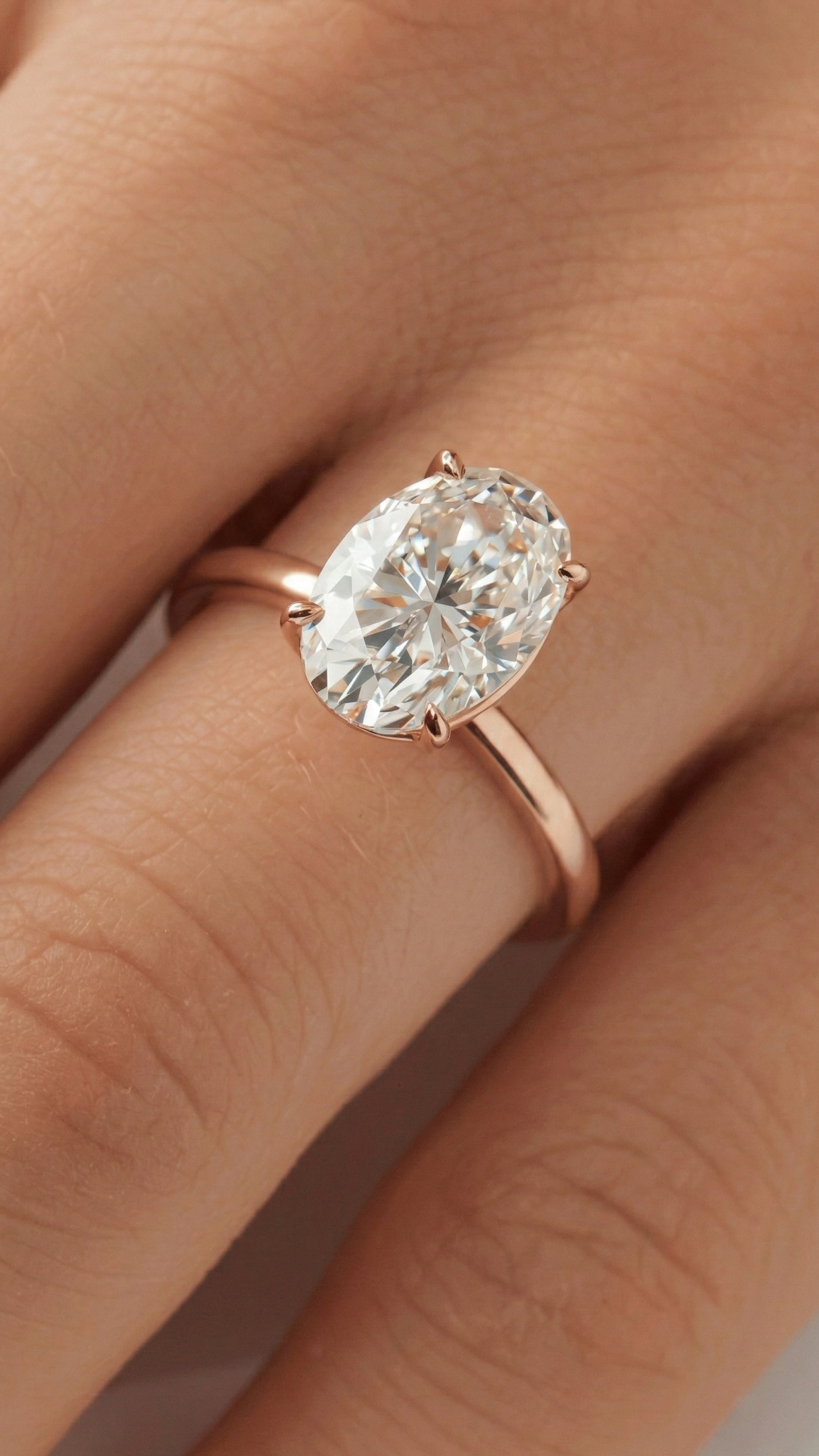 Oval Hidden Halo Moissanite Engagement Ring