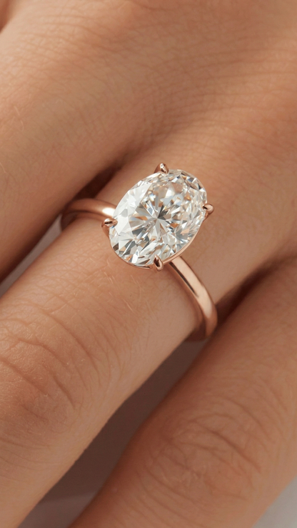 Oval Hidden Halo Moissanite Engagement Ring