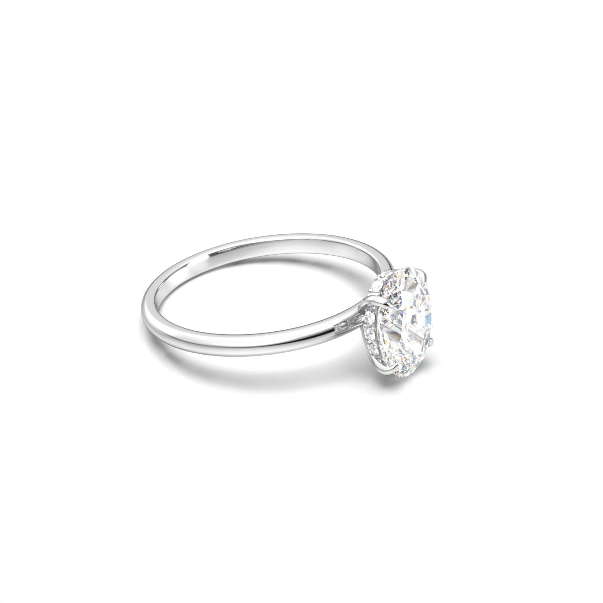 Oval Hidden Halo Moissanite Engagement Ring - Moissanite Engagement Rings