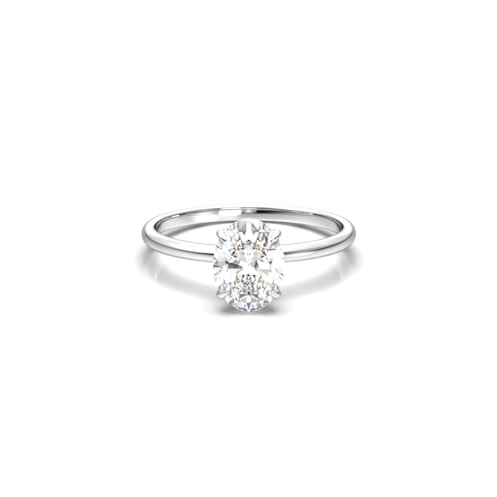 Oval Hidden Halo Moissanite Engagement Ring - Moissanite Engagement Rings