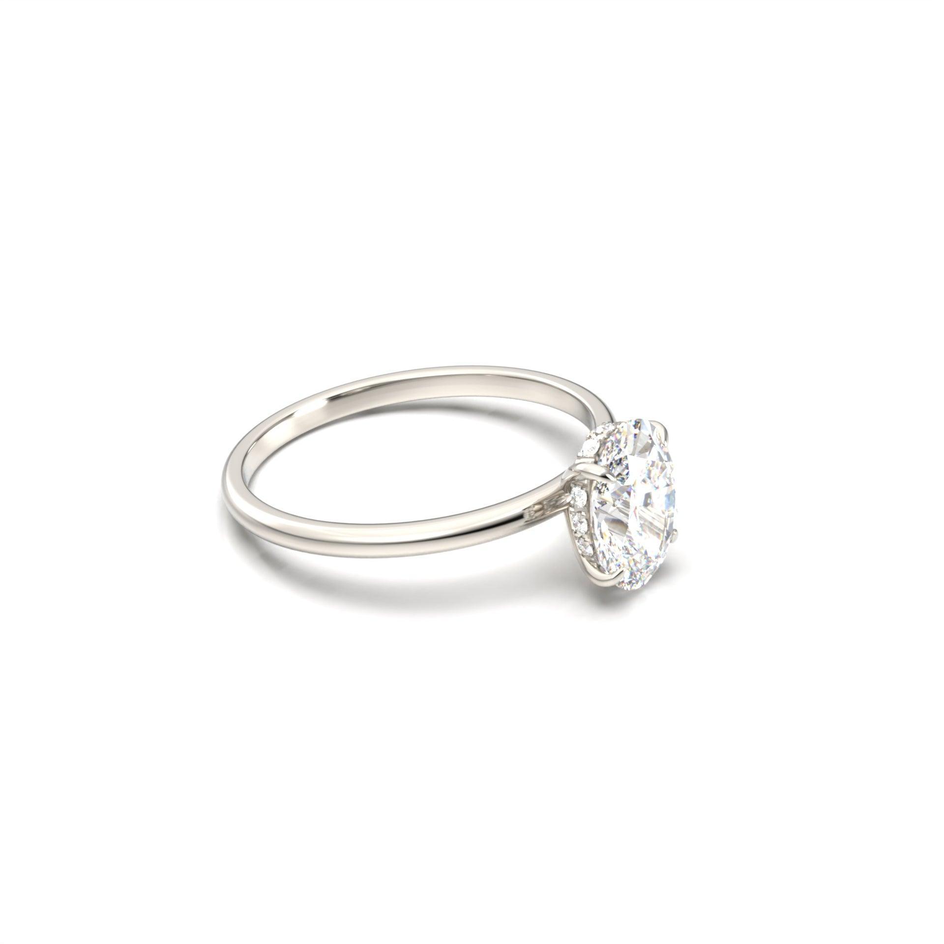 Oval Hidden Halo Moissanite Engagement Ring - Moissanite Engagement Rings