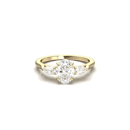 Oval Leaf Setting Moissanite Engagement Ring - Moissanite Engagement Rings