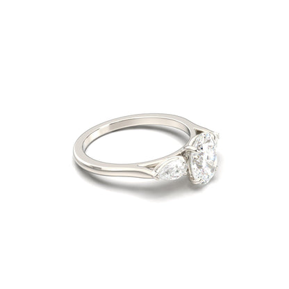Oval Leaf Setting Moissanite Engagement Ring - Moissanite Engagement Rings