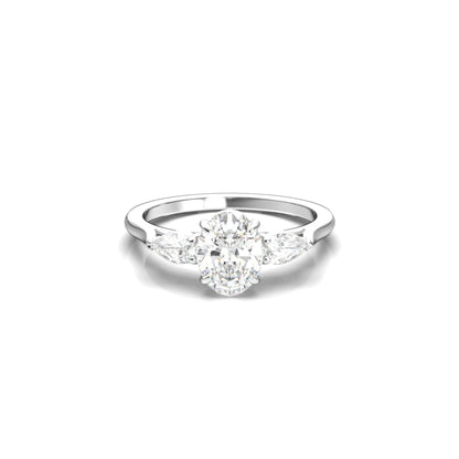 Oval Leaf Setting Moissanite Engagement Ring - Moissanite Engagement Rings