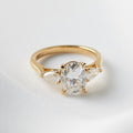 Oval Pear Accent Stones Moissanite Engagement Ring