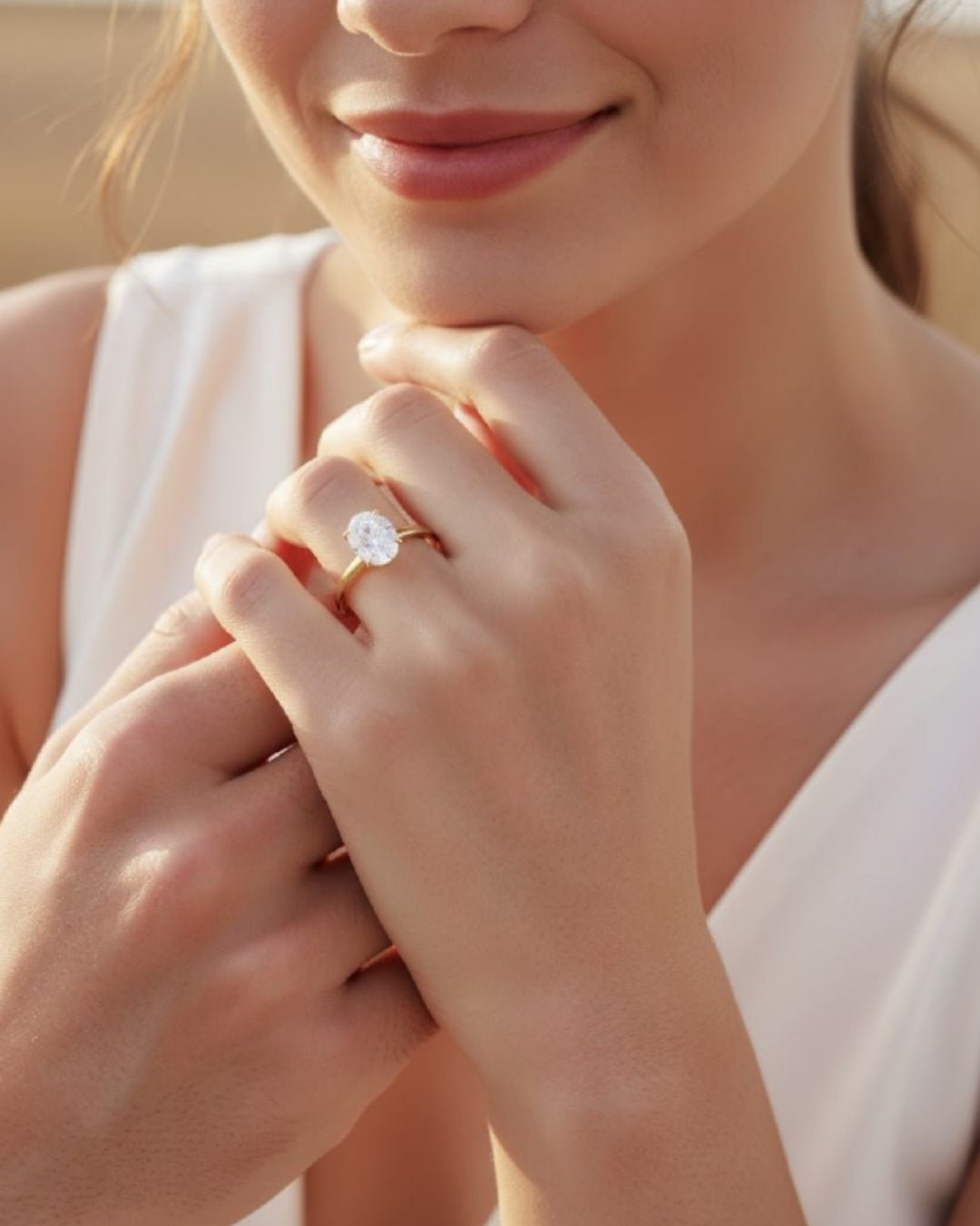 Oval Solitaire Moissanite Engagement Ring - Moissanite Engagement Rings