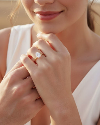 Oval Solitaire Moissanite Engagement Ring - Moissanite Engagement Rings