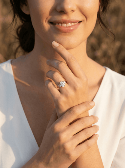Oval Trilogy Oval Setting Diamond Engagement Ring - Moissanite Engagement Rings