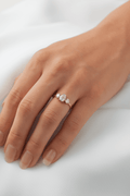 Oval Trilogy Round Setting Moissanite Engagement Ring - Ready To Ship