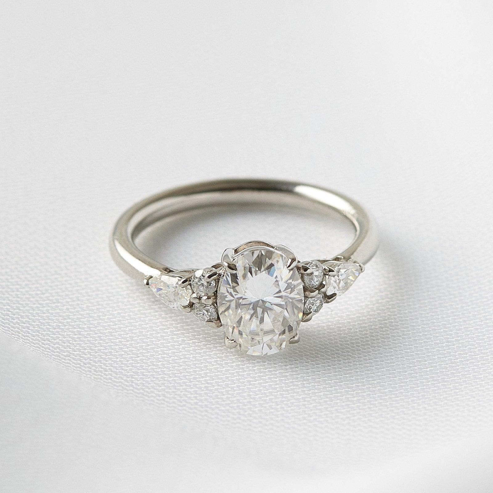 Oval Trio Accent Stones Engagement Ring - Guthrie Jewellery