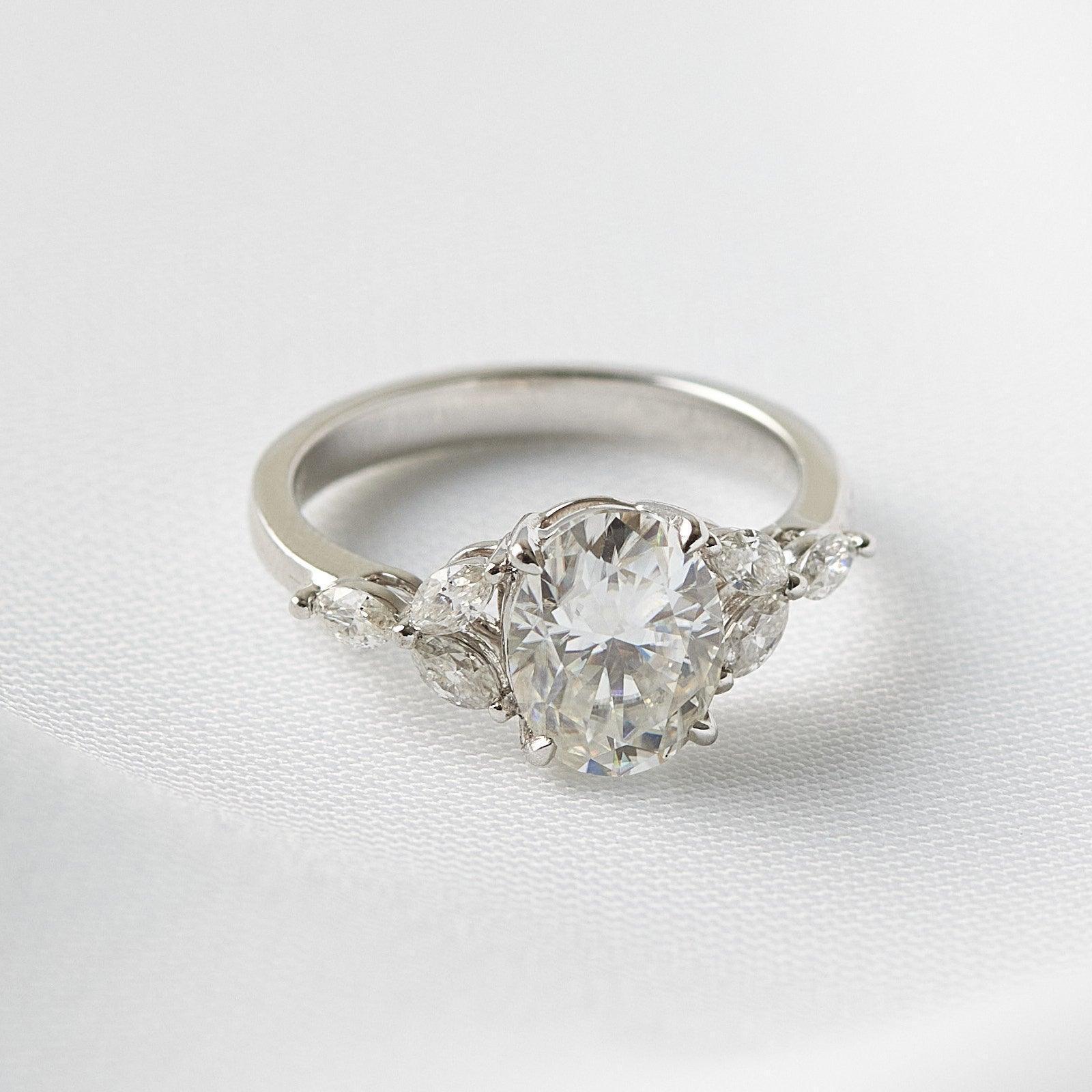 Oval Triple Marquise Accent Stones Engagement Ring - Guthrie Jewellery