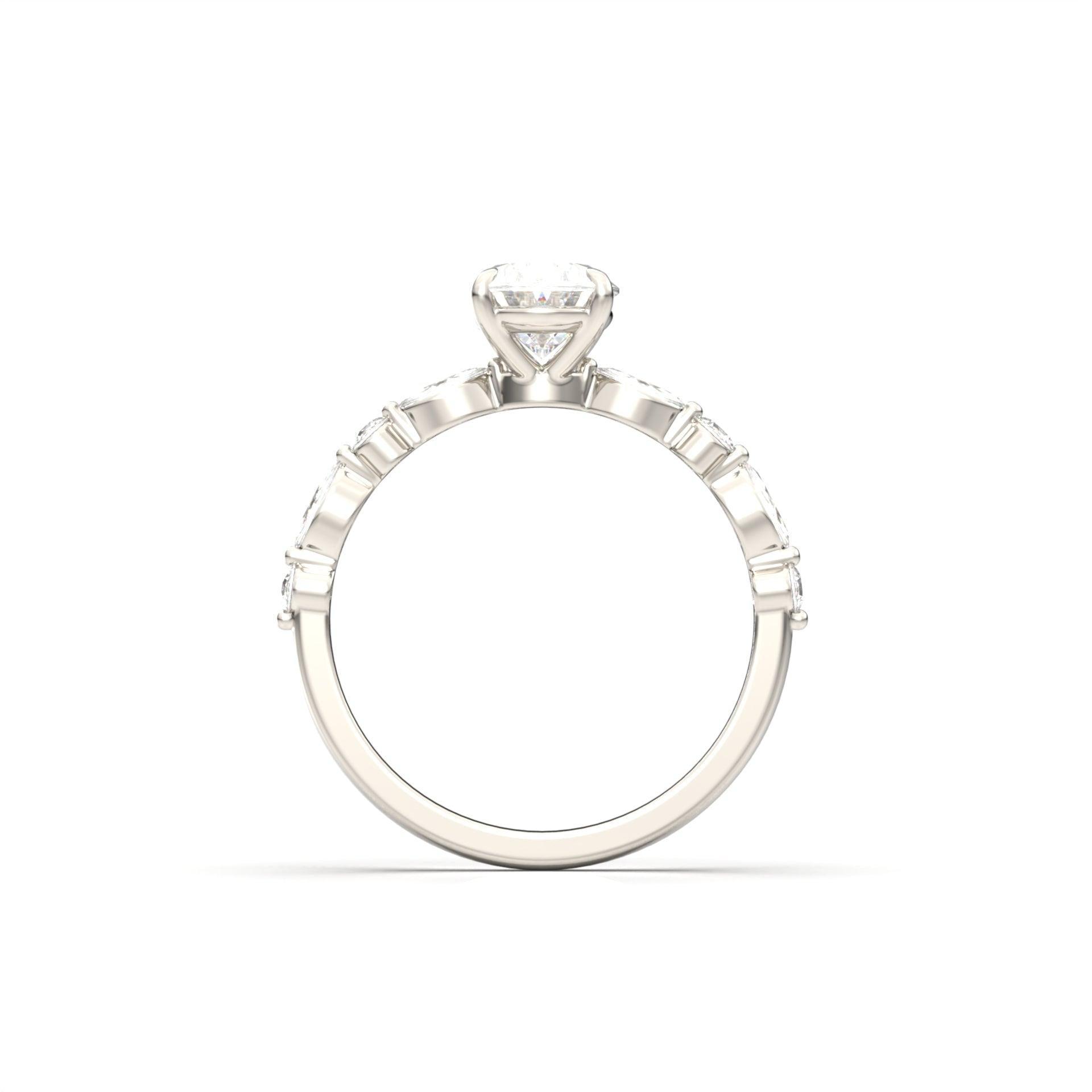 Oval With Accent Stones Moissanite Engagement Ring - Moissanite Engagement Rings