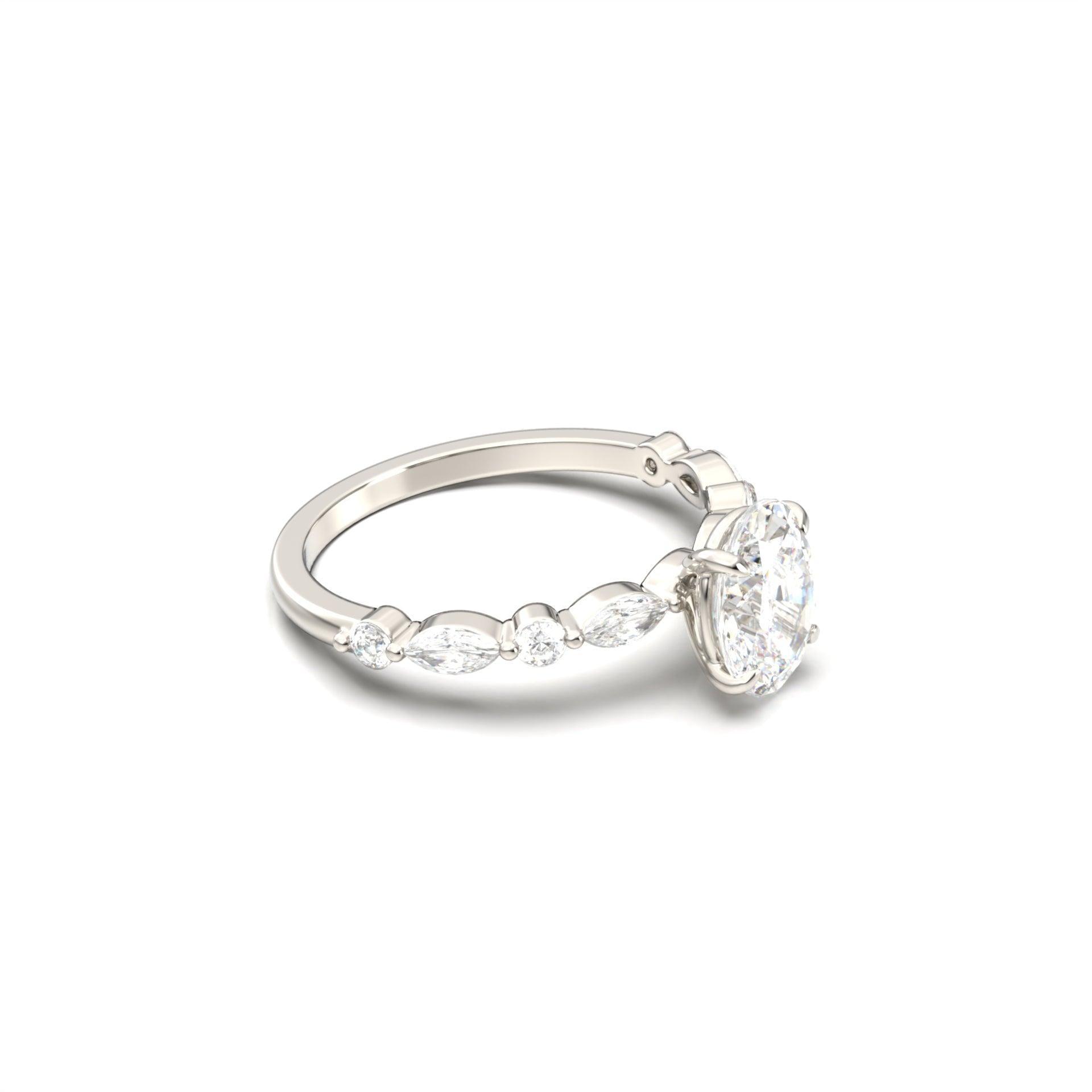 Oval With Accent Stones Moissanite Engagement Ring - Moissanite Engagement Rings