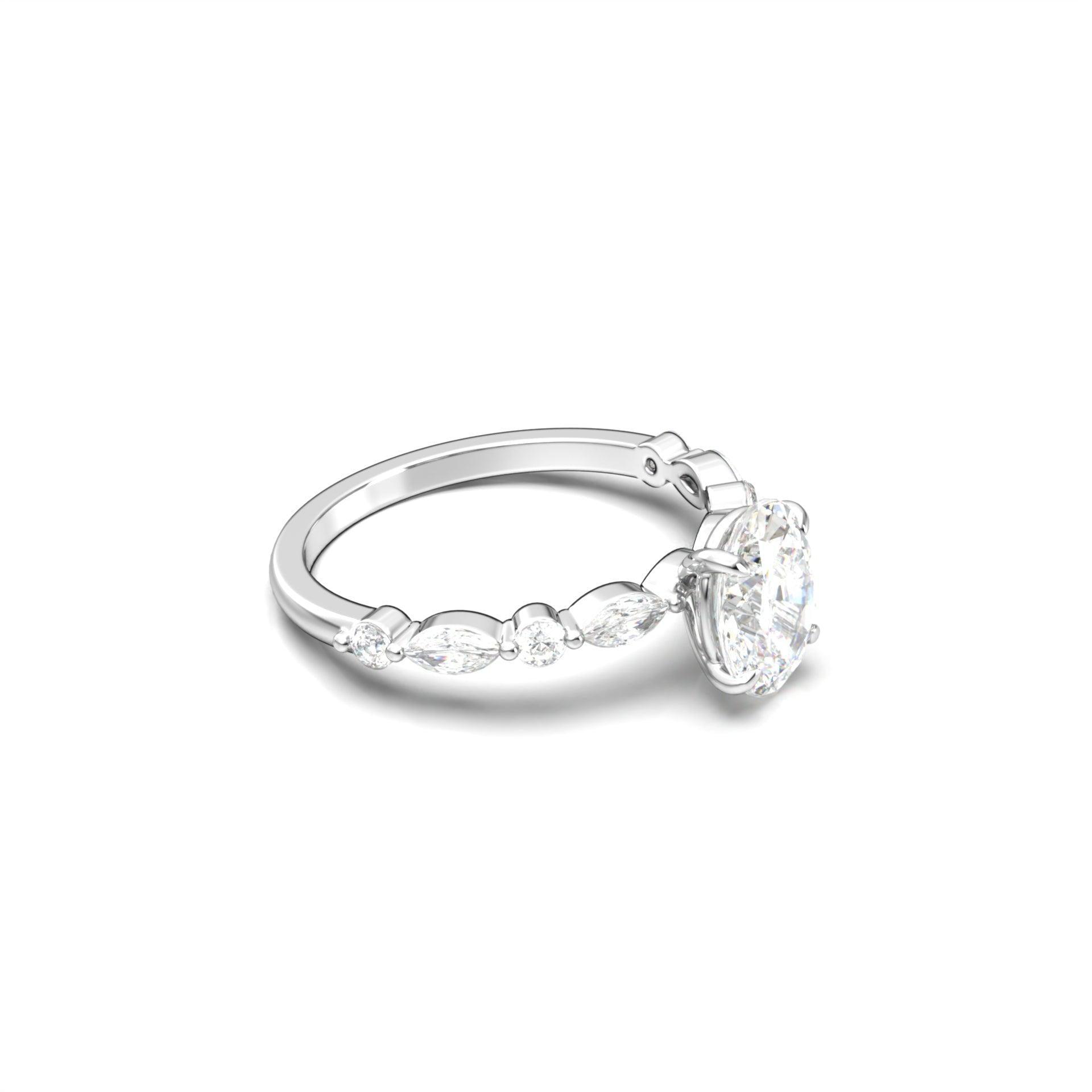 Oval With Accent Stones Moissanite Engagement Ring - Moissanite Engagement Rings