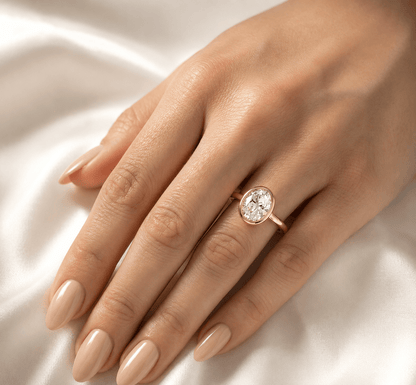 Oval Bezel Moissanite Engagement Ring - Moissanite Engagement Rings