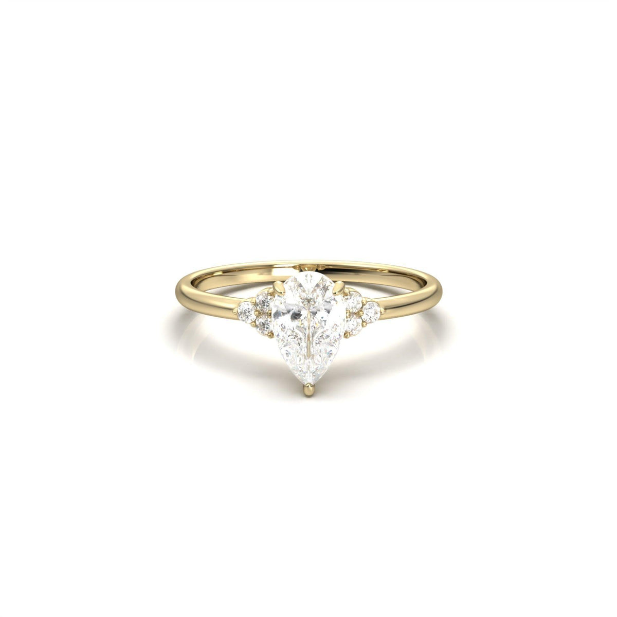 Pear Accent Stones Diamond Engagement Ring - Moissanite Engagement Rings