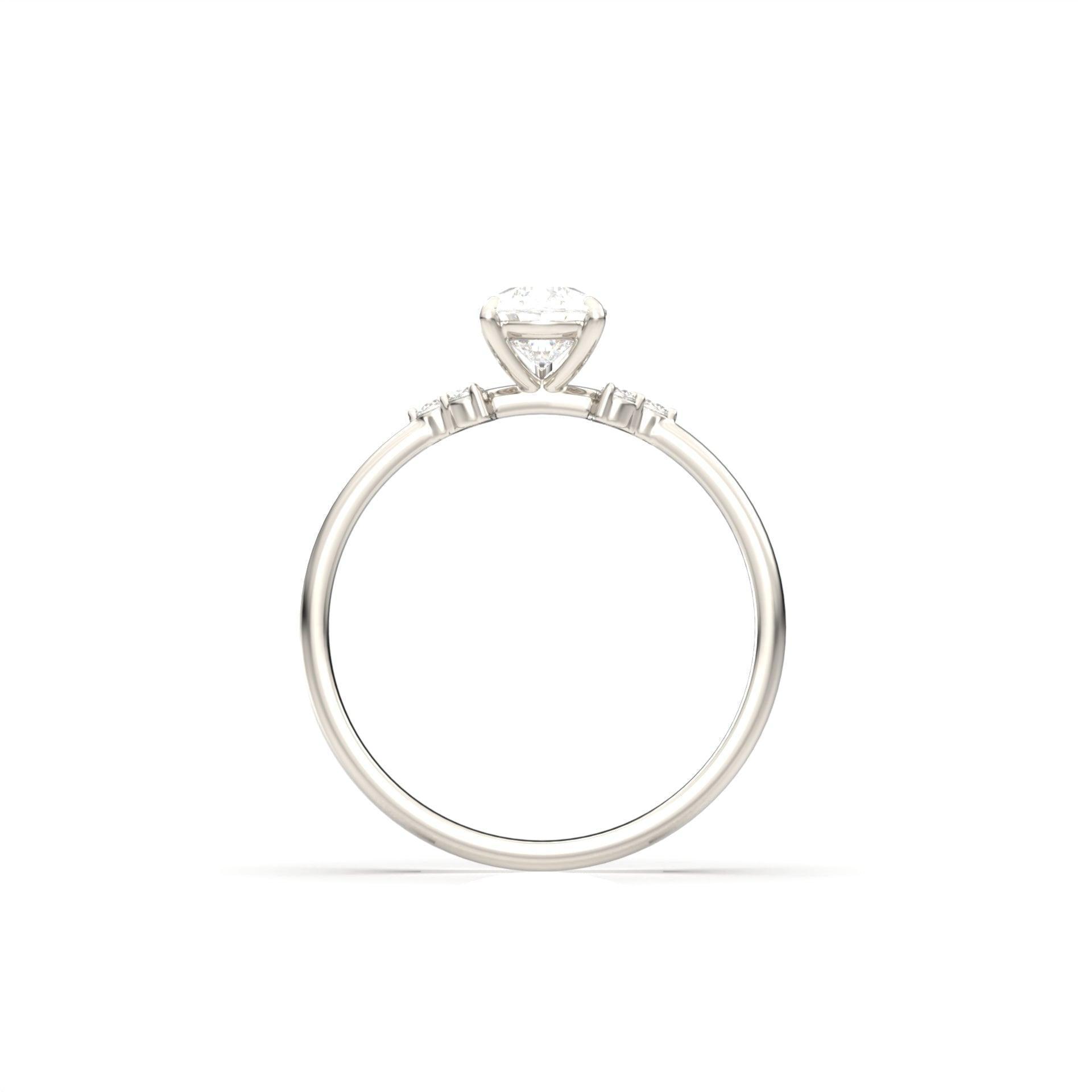 Pear Accent Stones Diamond Engagement Ring - Moissanite Engagement Rings