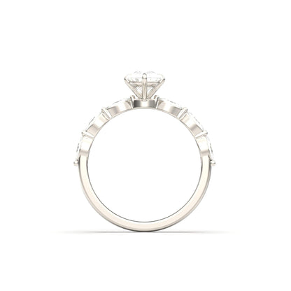 Pear Accent Stones Moissanite Engagement Ring - Moissanite Engagement Rings