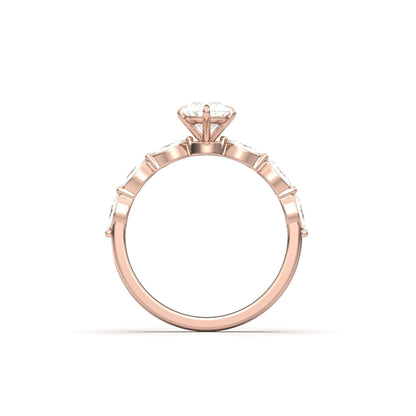 Pear Accent Stones Moissanite Engagement Ring - Moissanite Engagement Rings