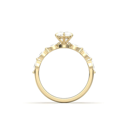 Pear Accent Stones Moissanite Engagement Ring - Moissanite Engagement Rings