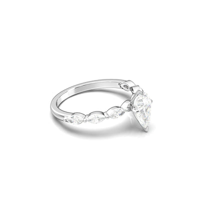 Pear Accent Stones Moissanite Engagement Ring - Moissanite Engagement Rings