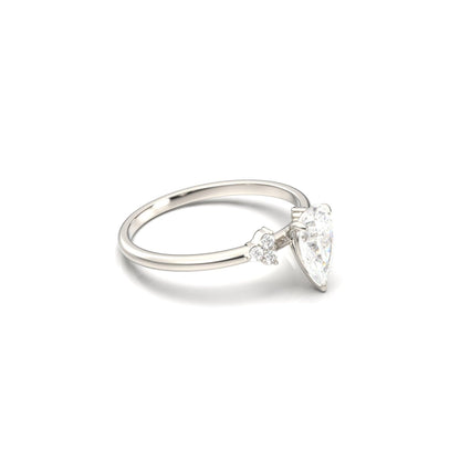 Pear Cluster Stones Diamond Engagement Ring - Moissanite Engagement Rings