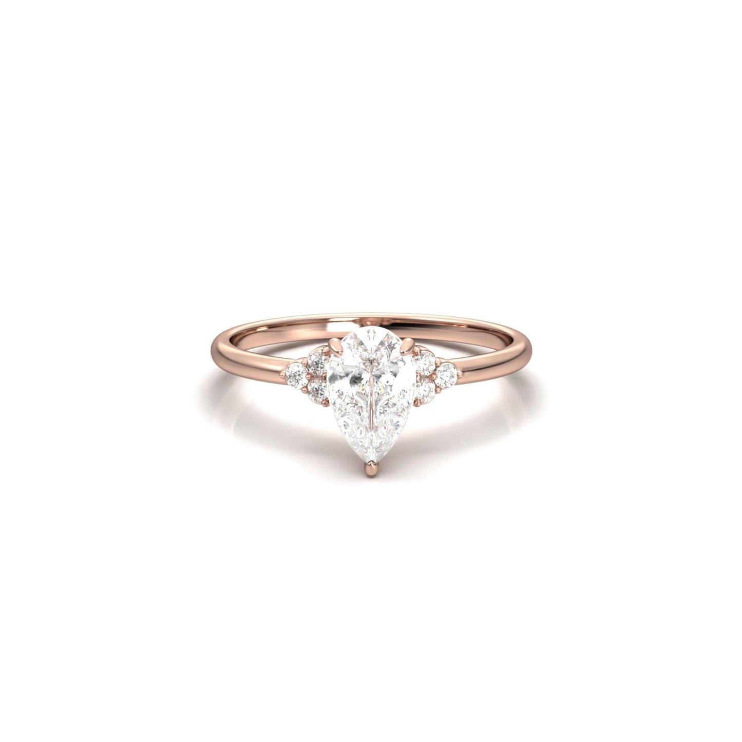 Pear Cluster Stones Diamond Engagement Ring - Moissanite Engagement Rings
