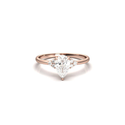 Pear Cluster Stones Diamond Engagement Ring - Moissanite Engagement Rings