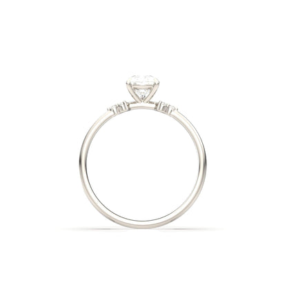 Pear Cluster Stones Diamond Engagement Ring - Moissanite Engagement Rings