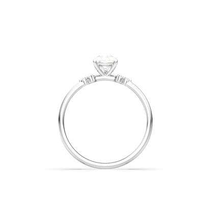 Pear Cluster Stones Diamond Engagement Ring - Moissanite Engagement Rings