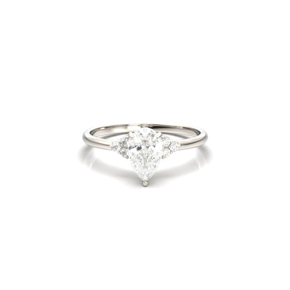 Pear Cluster Stones Diamond Engagement Ring - Moissanite Engagement Rings