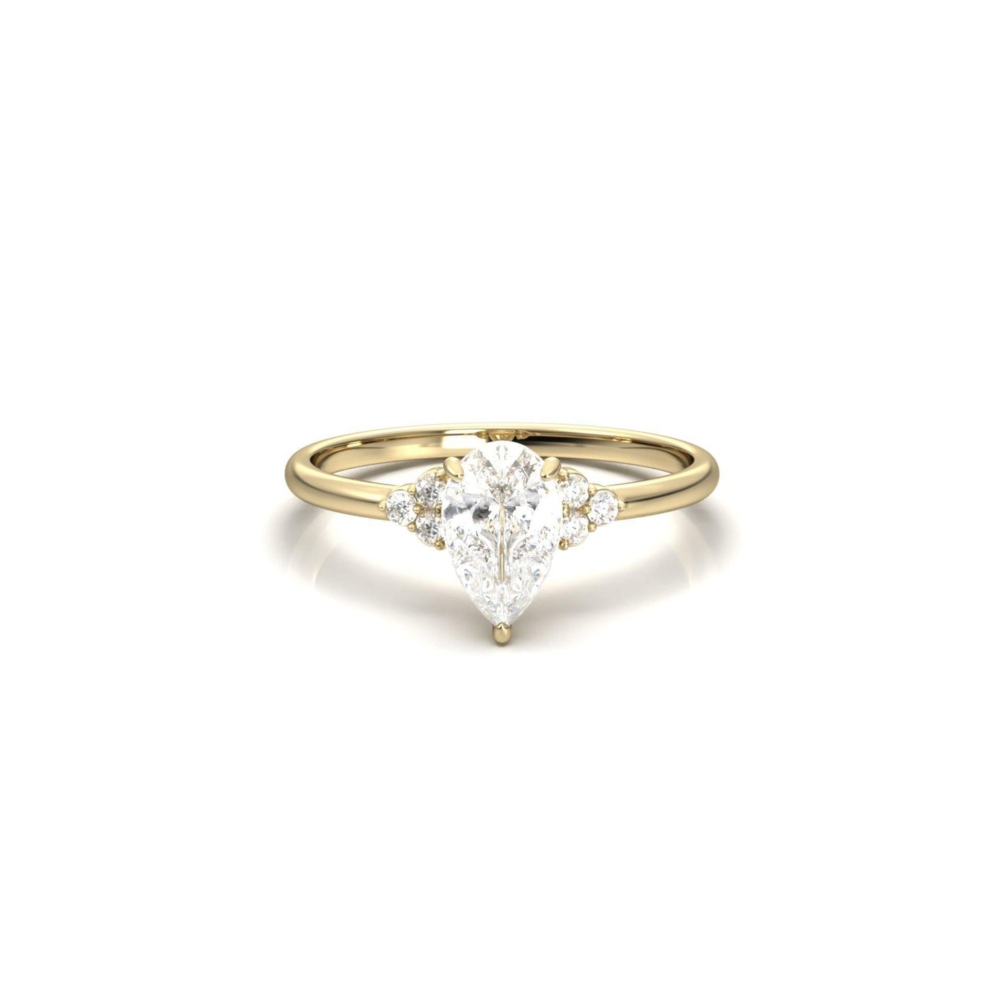 Pear Cluster Stones Diamond Engagement Ring - Moissanite Engagement Rings