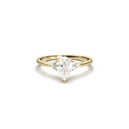 Pear Cluster Stones Diamond Engagement Ring - Moissanite Engagement Rings