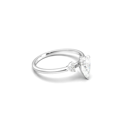 Pear Cluster Stones Diamond Engagement Ring - Moissanite Engagement Rings