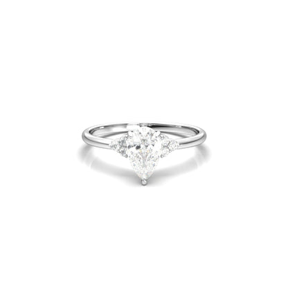 Pear Cluster Stones Diamond Engagement Ring - Moissanite Engagement Rings