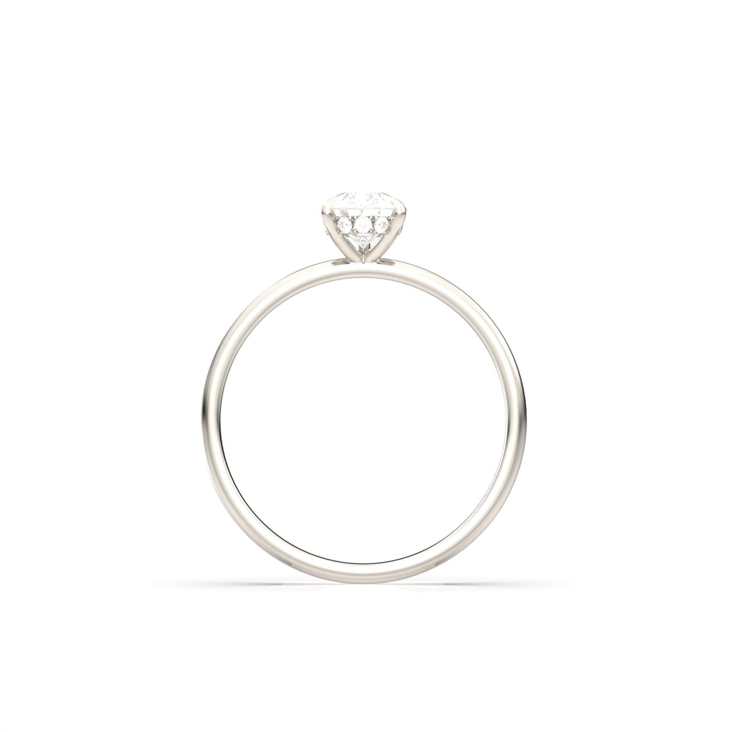 Pear Hidden Halo Diamond Engagement Ring - Moissanite Engagement Rings