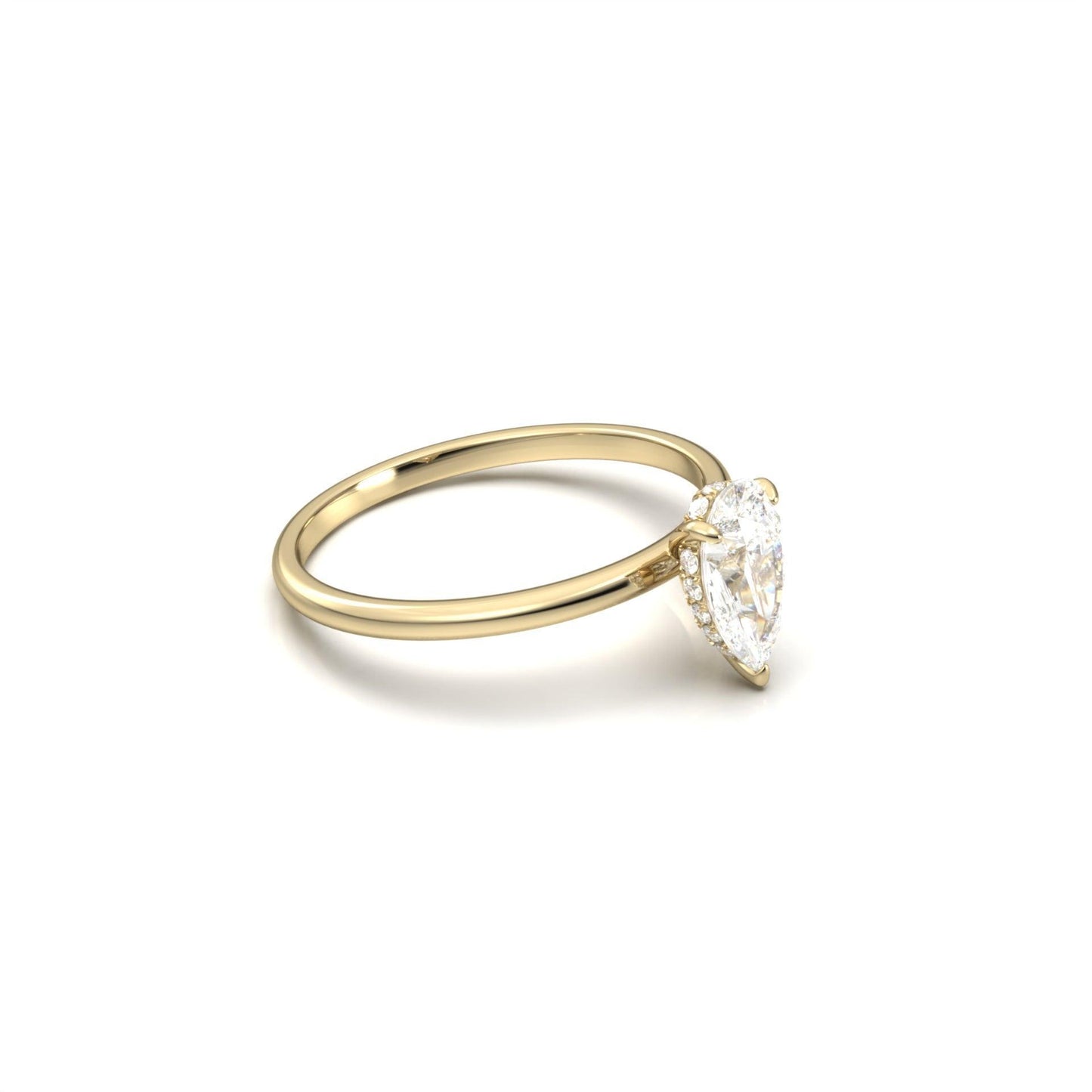 Pear Hidden Halo Moissanite Engagement Ring - Moissanite Engagement Rings