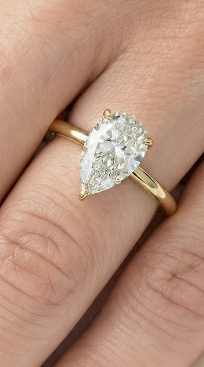 Pear Hidden Halo Diamond Engagement Ring